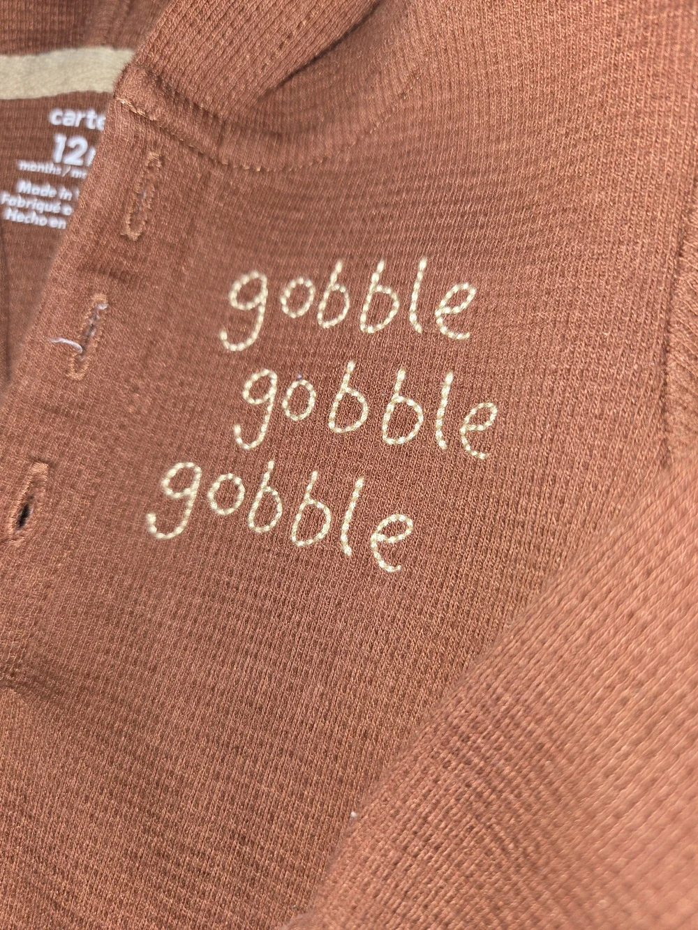 Carter's Brown 'Gobble Gobble' Hooded Turkey One-Piece